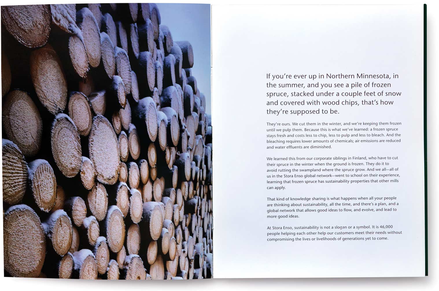 stora-enso-sustainability_brochure-inside_1.jpg Art Direction by: Bart Crosby, Crosby Associates
